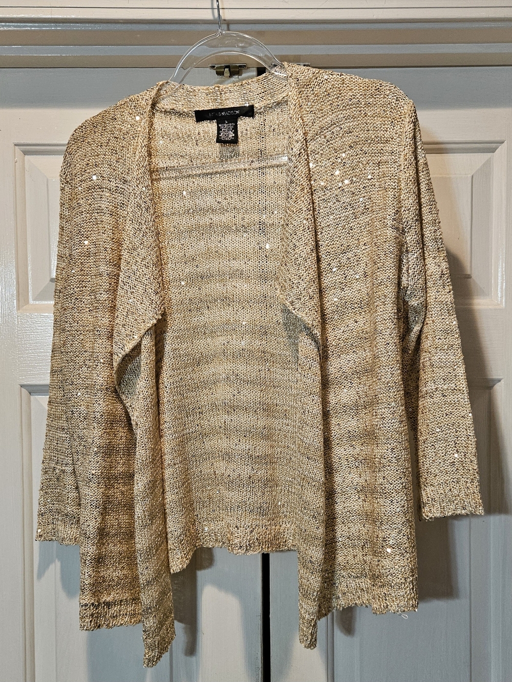 89th & Madison Cream Sequin Open-Front Cardigan